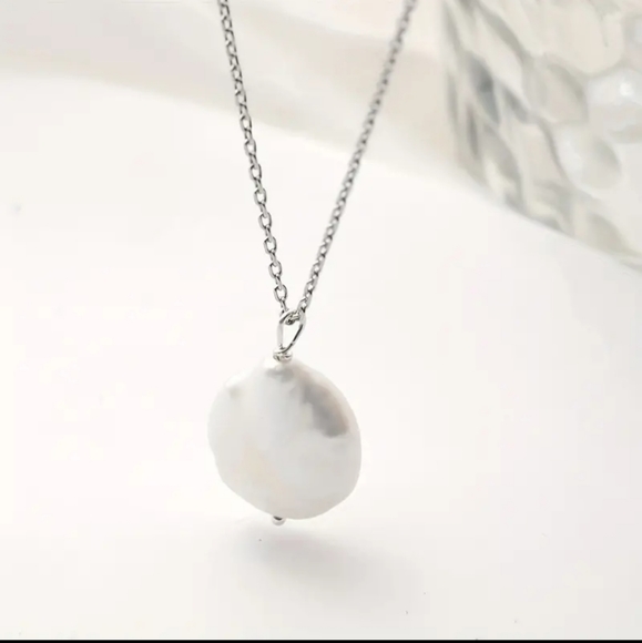 Baroque Style 925 Sterling Silver Irregular Shape Freshwater Pearl  Necklace. - Picture 3 of 5